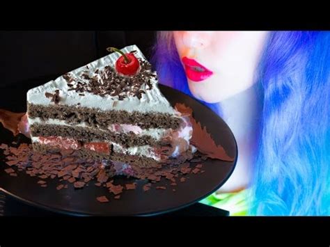 cake asmr|asmr eating black forest cake.